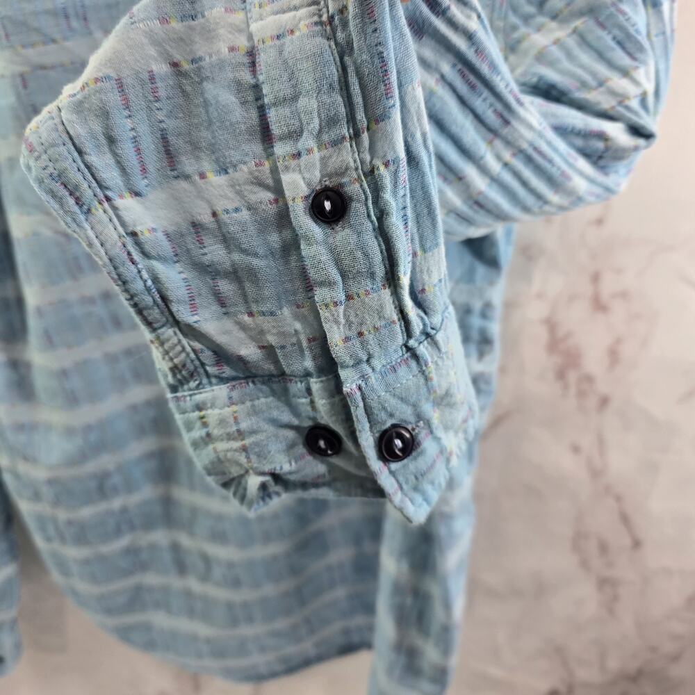 Carbon 2 Cobalt Shirt Mens Large Blue Gauze Double Cotton Button Carbon2Cobalt - Picture 12 of 14